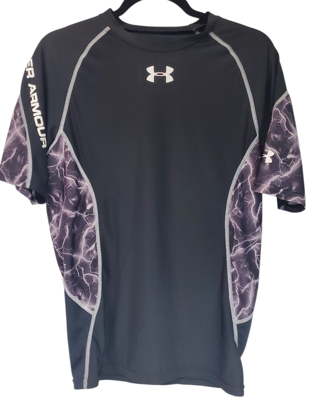 Athletic Run Soccer Under Armour Lightening Black Purple Shirt Size Medium